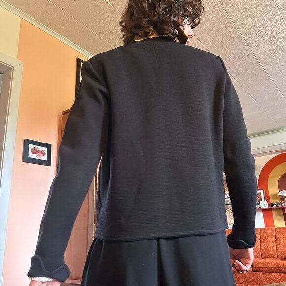 1950s Pure virgin wool Brigus Knitting Mills black fully-fashioned blazer! - Picture 10 of 16